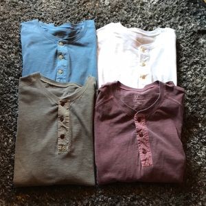 J. Crew Garment-Dyed Knit Goods Henley 4 Pack S